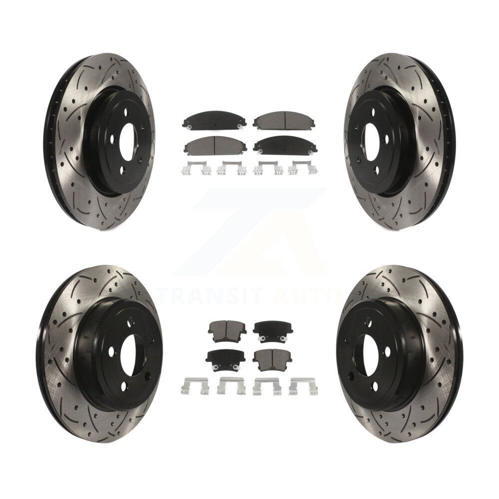 Drill Slot Brake Rotor Ceramic Pad Front Rear Kit For Dodge Charger Chrysler 300