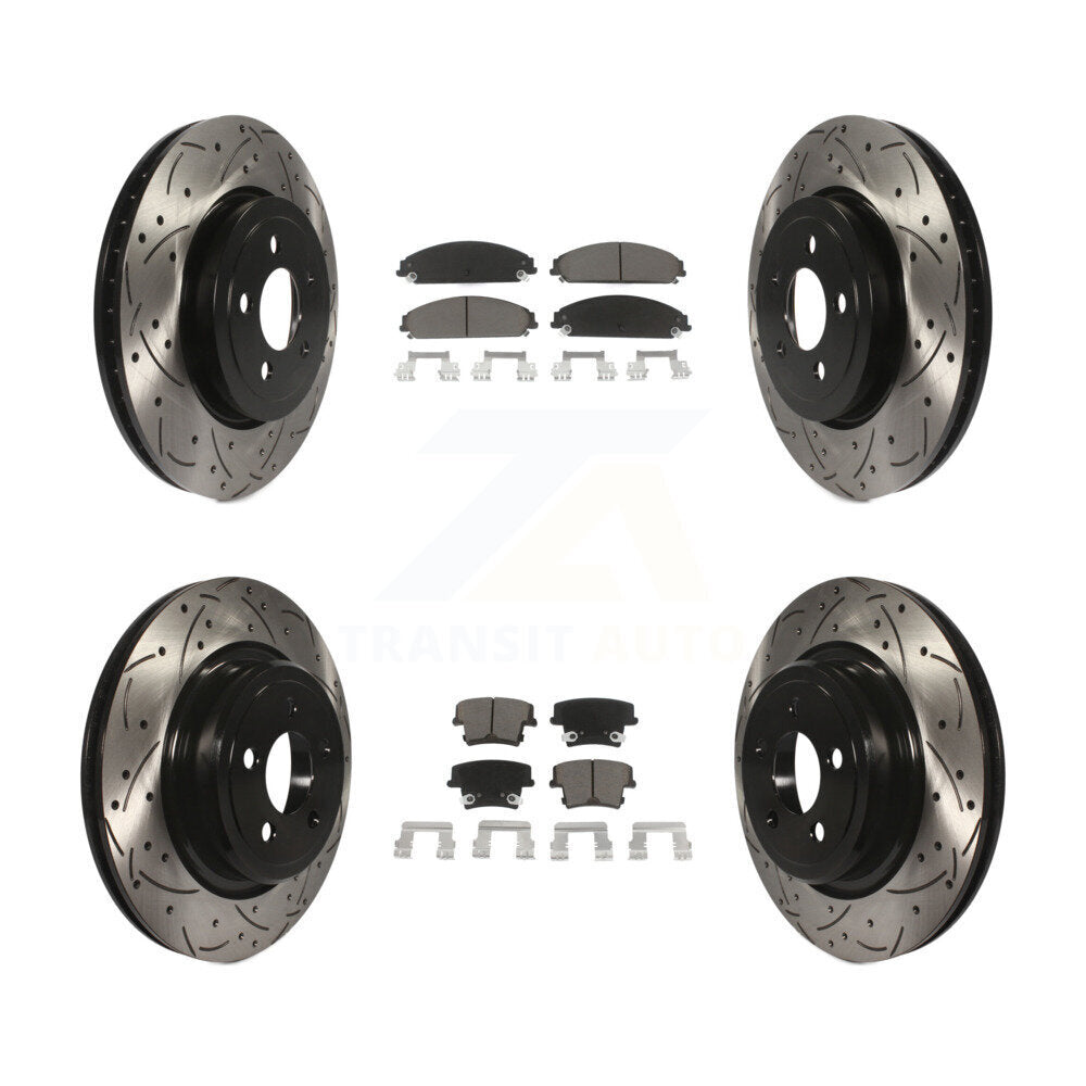 Coated Drill Slot Disc Brake Rotors Ceramic Pad Front Rear Kit For Dodge Charger