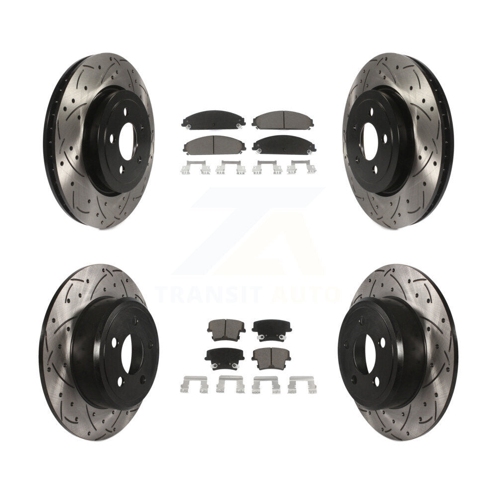 Drill Slot Brake Rotor Ceramic Pad Front Rear Kit For Chrysler 300 AWD with 3.5L
