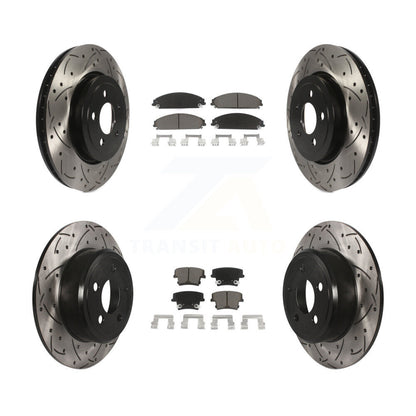 Drill Slot Brake Rotor Ceramic Pad Front Rear Kit For Chrysler 300 AWD with 3.5L