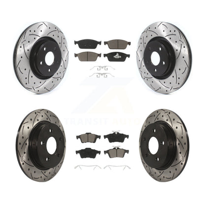 Drilled Slot Brake Rotors Ceramic Pad Front Rear Kit For 2013-2018 Ford Focus ST
