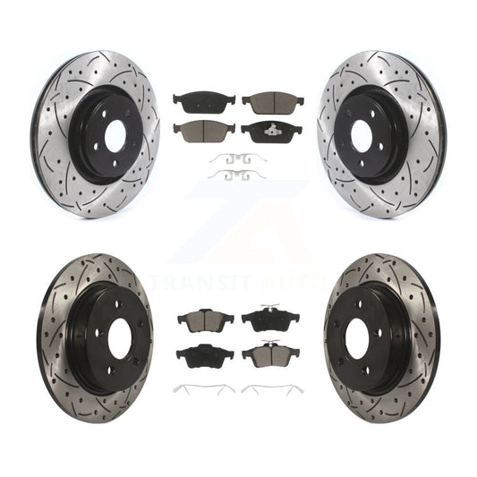 Drilled Slot Brake Rotors Ceramic Pad Front Rear Kit For 2013-2018 Ford Focus ST