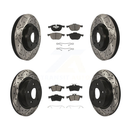 Drilled Slot Disc Brake Rotor & Ceramic Pad Front Rear Kit For Ford Escape C-Max