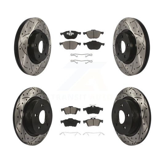Drilled Slot Disc Brake Rotor & Ceramic Pad Front Rear Kit For Ford Escape C-Max