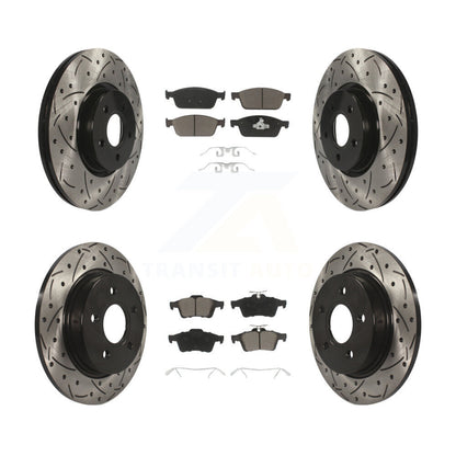 Drilled Slot Brake Rotors Ceramic Pad Front Rear Kit For 2013-2018 Ford Focus ST