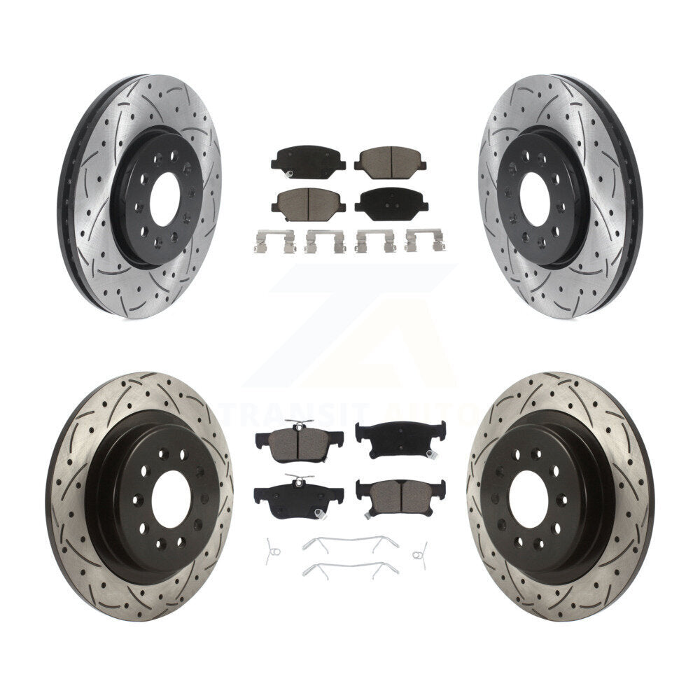 Coated Drill Slot Disc Brake Rotor Ceramic Pad Front Rear Kit For Buick Envision