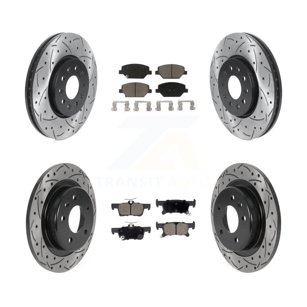 Coated Drill Slot Disc Brake Rotor Ceramic Pad Front Rear Kit For Buick Envision