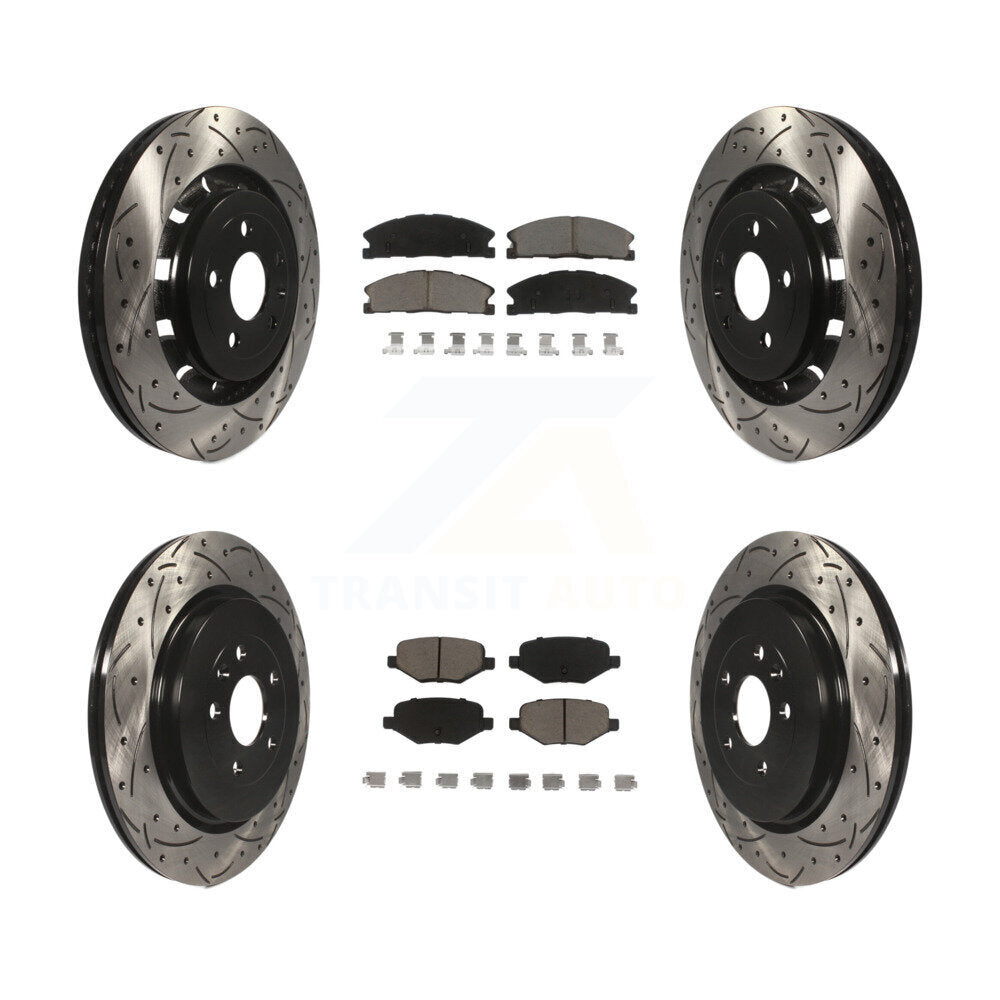 Drill Slot Brake Rotors Ceramic Pad Front Rear Kit For Ford Explorer Police Flex