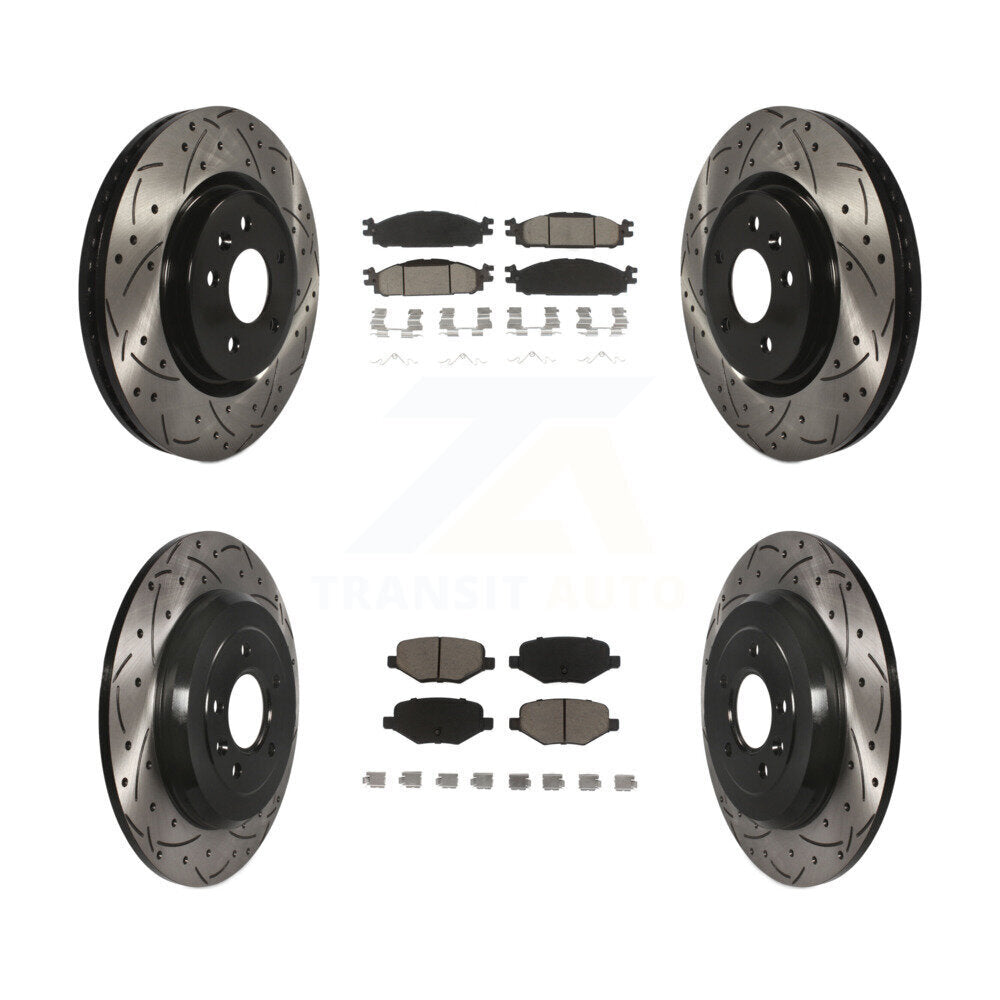 Drill Slot Brake Rotors Ceramic Pad Front Rear Kit For Ford Explorer Flex Taurus
