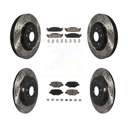 Drill Slot Brake Rotors Ceramic Pad Front Rear Kit For Ford Explorer Flex Taurus