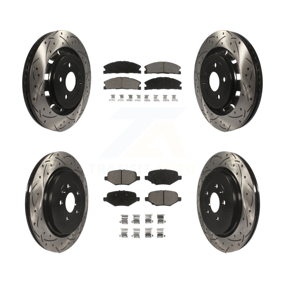 Drill Slot Brake Rotors Ceramic Pad Front Rear Kit For Ford Explorer Flex Taurus