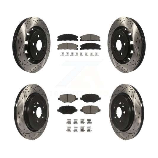 Drill Slot Brake Rotors Ceramic Pad Front Rear Kit For Ford Explorer Flex Taurus