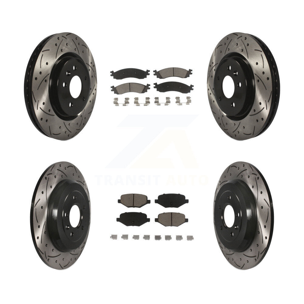 Drill Slot Brake Rotors Ceramic Pad Front Rear Kit For 2010-2012 Ford Taurus SHO
