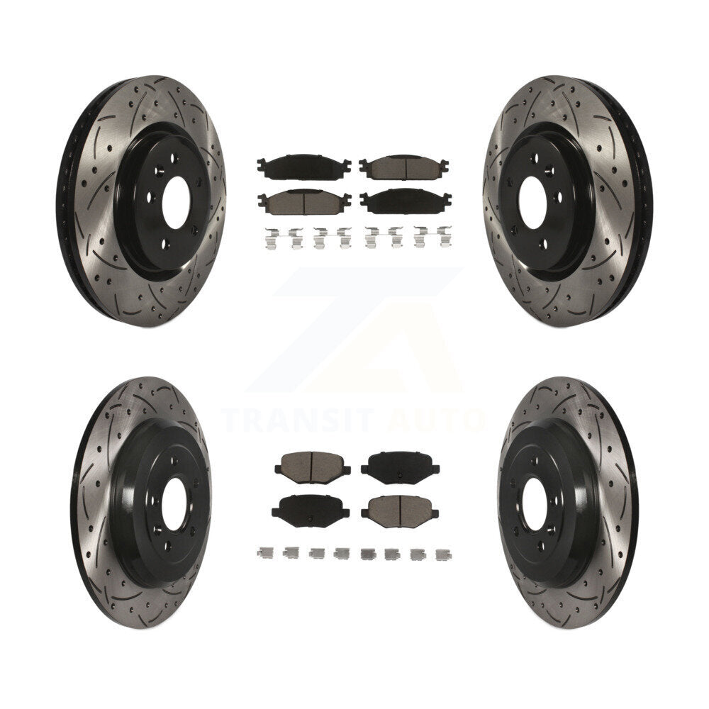 Drill Slot Disc Brake Rotor Ceramic Pad Front Rear Kit For 2009-2010 Lincoln MKS