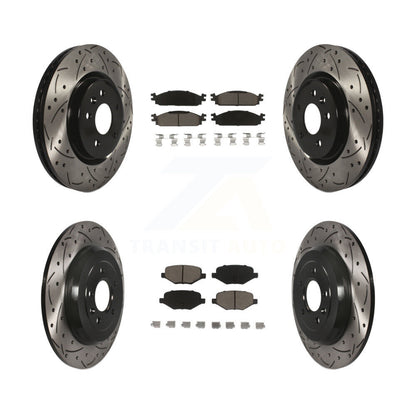 Drill Slot Disc Brake Rotor Ceramic Pad Front Rear Kit For 2009-2010 Lincoln MKS