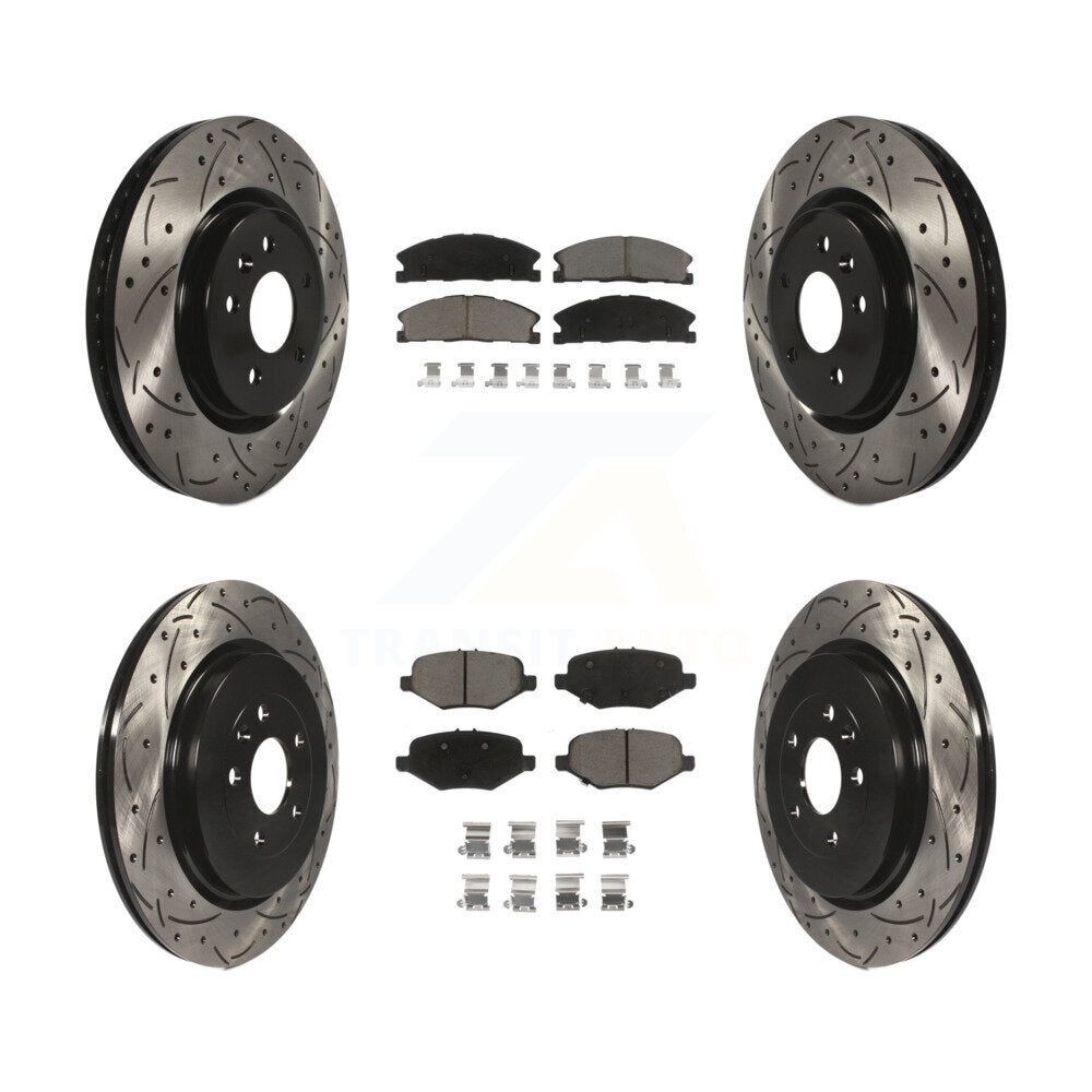 Drilled Slot Brake Rotor Ceramic Pad Front Rear Kit For 2013 Ford Explorer Sport