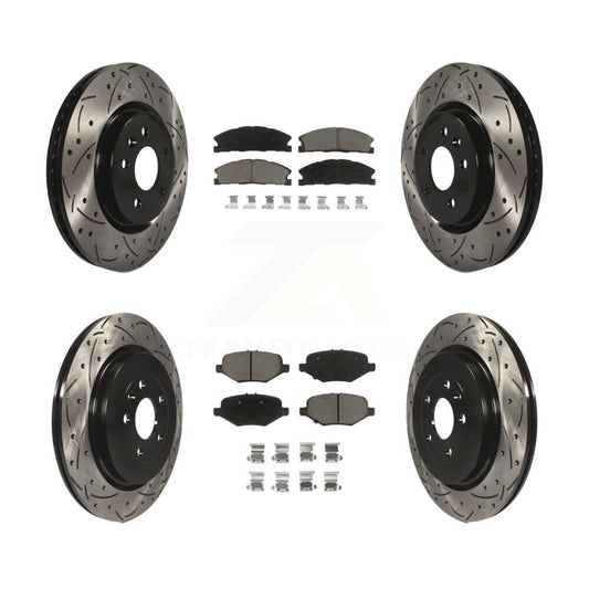 Drilled Slot Brake Rotor Ceramic Pad Front Rear Kit For 2013 Ford Explorer Sport