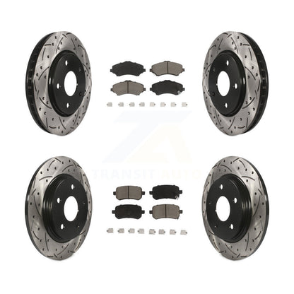 Drill Slot Brake Rotor Ceramic Pad Front Rear Kit For Dodge Grand Caravan Town &