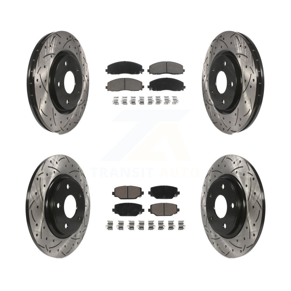 Drill Slot Brake Rotor Ceramic Pad Front Rear Kit For Dodge Grand Caravan Town &