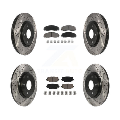 Drill Slot Brake Rotor Ceramic Pad Front Rear Kit For Dodge Grand Caravan Town &