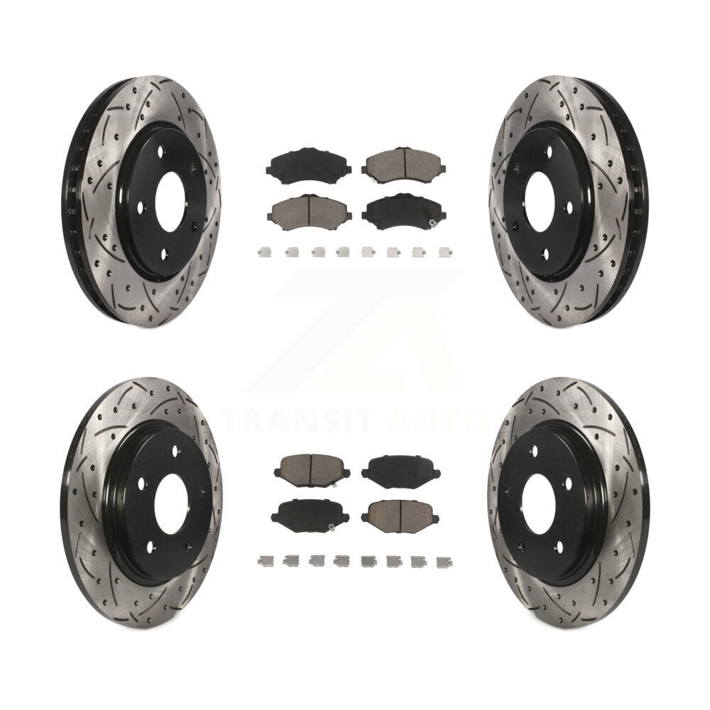 Drill Slot Brake Rotor Ceramic Pad Front Rear Kit For Dodge Grand Caravan Town &
