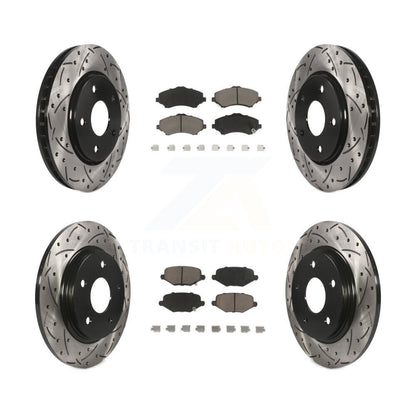 Drill Slot Brake Rotor Ceramic Pad Front Rear Kit For Dodge Grand Caravan Town &
