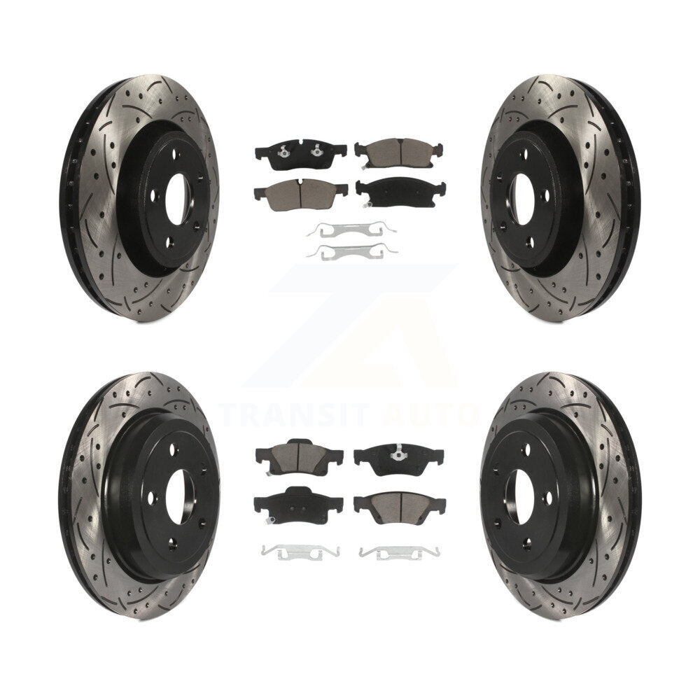 Drilled Slot Brake Rotor & Ceramic Pad Front Rear Kit For Jeep Grand Cherokee WK