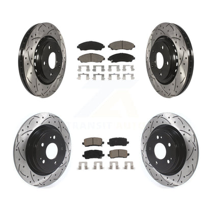 Coated Drilled Slotted Disc Brake Rotor Ceramic Pad Front Rear Kit For Acura MDX