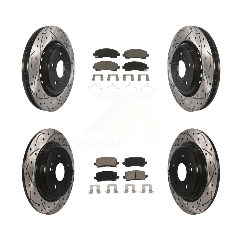 Drilled Slot Disc Brake Rotor Ceramic Pad Front Rear Kit For 2015-2020 Acura TLX