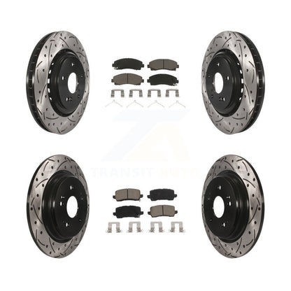 Drilled Slot Disc Brake Rotor Ceramic Pad Front Rear Kit For 2015-2020 Acura TLX