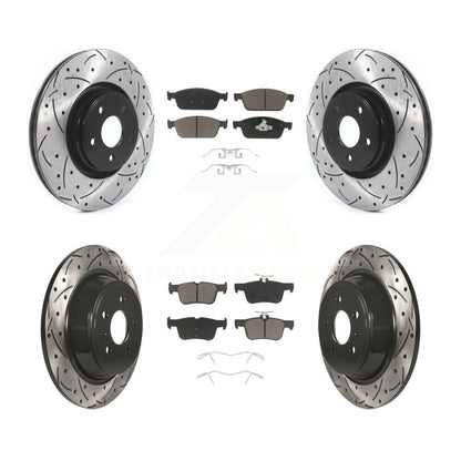 Coated Drilled Slot Disc Brake Rotors Ceramic Pad Front Rear Kit For Lincoln MKC