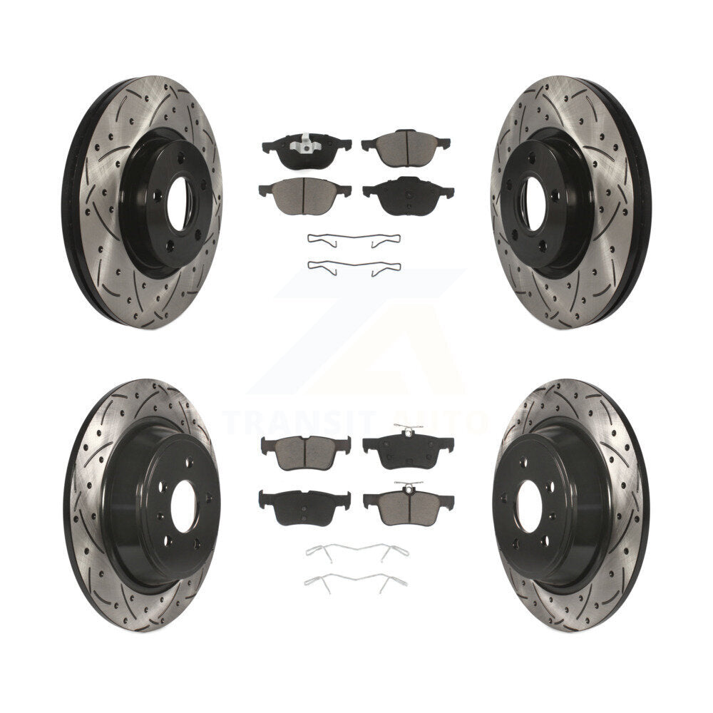 Coated Drilled Slot Disc Brake Rotors Ceramic Pad Front Rear Kit For Ford Escape