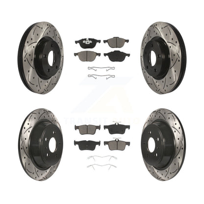 Coated Drilled Slot Disc Brake Rotors Ceramic Pad Front Rear Kit For Ford Escape