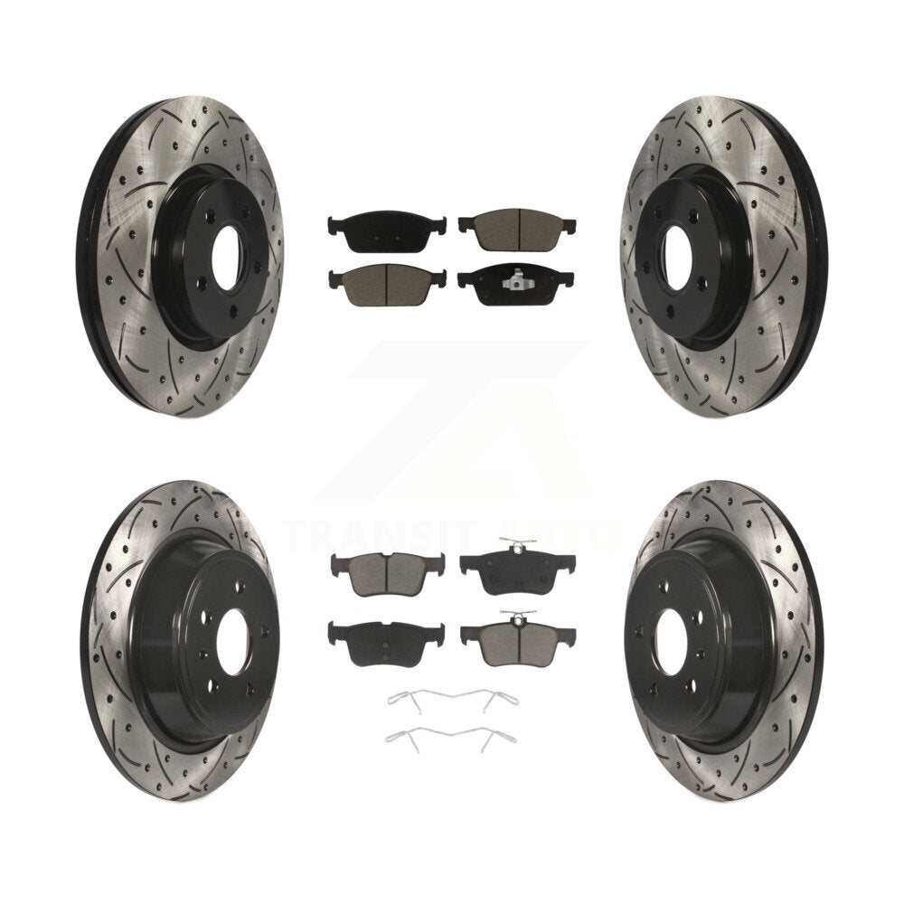 Drilled Slot Brake Rotors Ceramic Pad Front Rear Kit For Ford Escape Lincoln MKC
