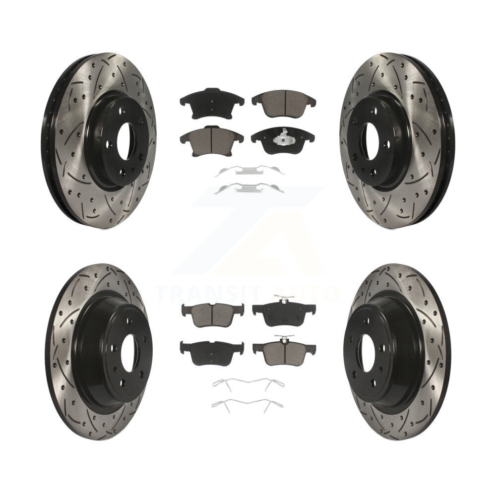 Drilled Slot Brake Rotors Ceramic Pad Front Rear Kit For Ford Fusion Lincoln MKZ