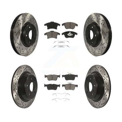Drilled Slot Brake Rotors Ceramic Pad Front Rear Kit For Ford Fusion Lincoln MKZ