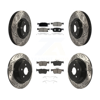 Drilled Slot Disc Brake Rotor Ceramic Pad Front Rear Kit For Lincoln Continental