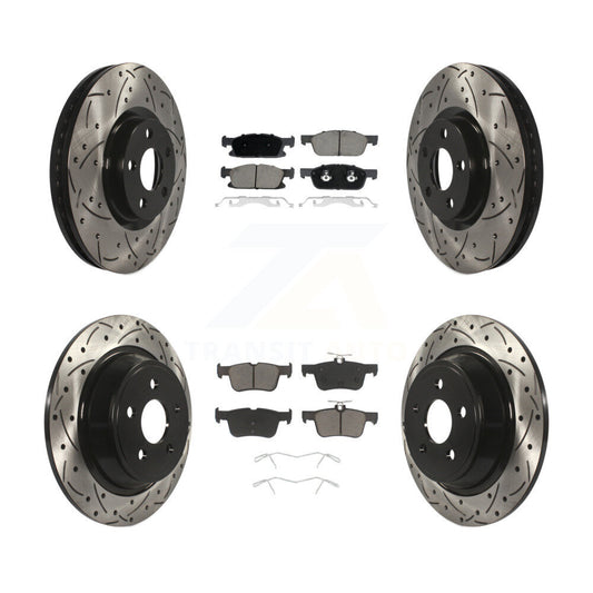 Drilled Slot Disc Brake Rotor Ceramic Pad Front Rear Kit For Lincoln Continental