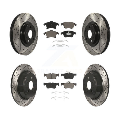 Drilled Slot Brake Rotors Ceramic Pad Front Rear Kit For Ford Fusion Lincoln MKZ
