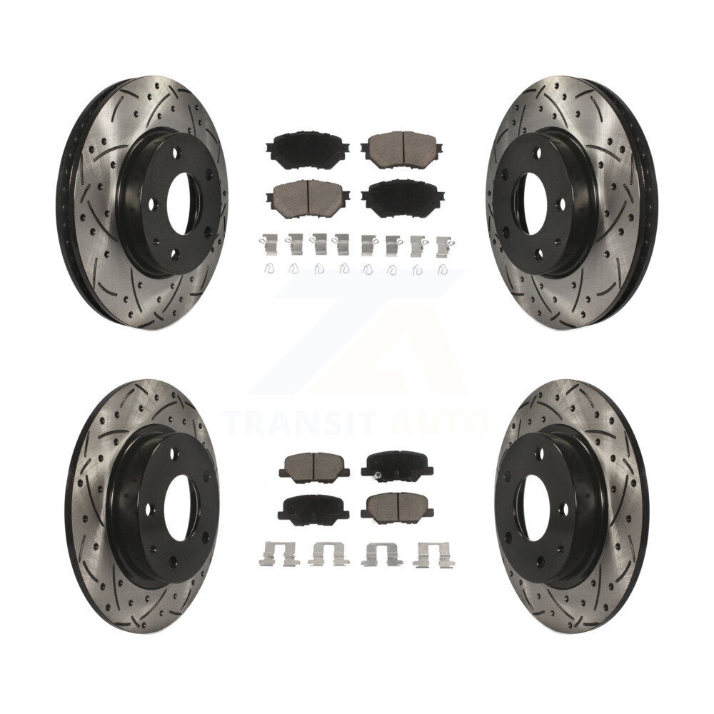 Coated Drill Slot Disc Brake Rotors Ceramic Pad Front Rear Kit For Mazda 3 Sport