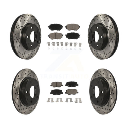 Coated Drill Slot Disc Brake Rotors Ceramic Pad Front Rear Kit For Mazda 3 Sport