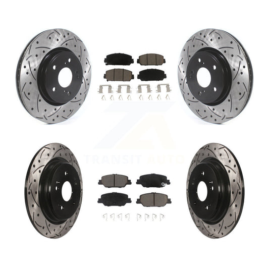 Coated Drilled Slot Disc Brake Rotor & Ceramic Pad Front Rear Kit For Honda CR-V