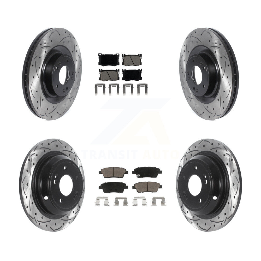 Drilled Slot Brake Rotors Ceramic Pad Front Rear Kit For Hyundai Genesis G80 Kia