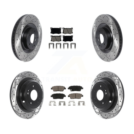 Drilled Slot Brake Rotors Ceramic Pad Front Rear Kit For Hyundai Genesis G80 Kia
