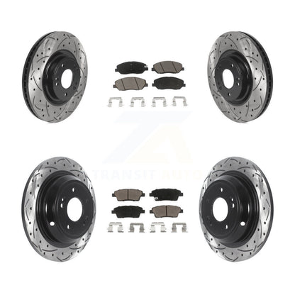 Drill Slot Brake Rotors Ceramic Pad Front Rear Kit For 2012 Hyundai Genesis 3.8L