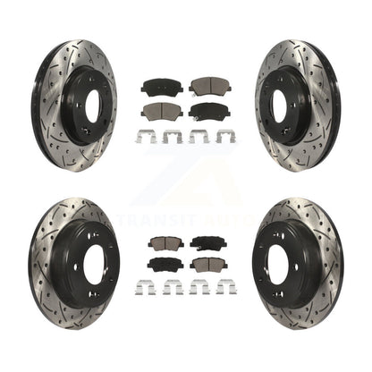 Drilled Slot Brake Rotor & Ceramic Pad Front Rear Kit For Hyundai Elantra GT Kia