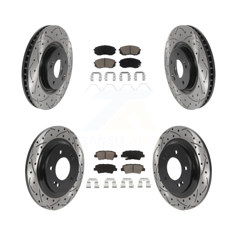 Drill Slot Brake Rotors Ceramic Pad Front Rear Kit For Hyundai Sonata GAS engine