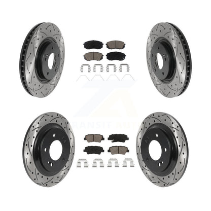 Drill Slot Brake Rotors Ceramic Pad Front Rear Kit For Hyundai Sonata GAS engine