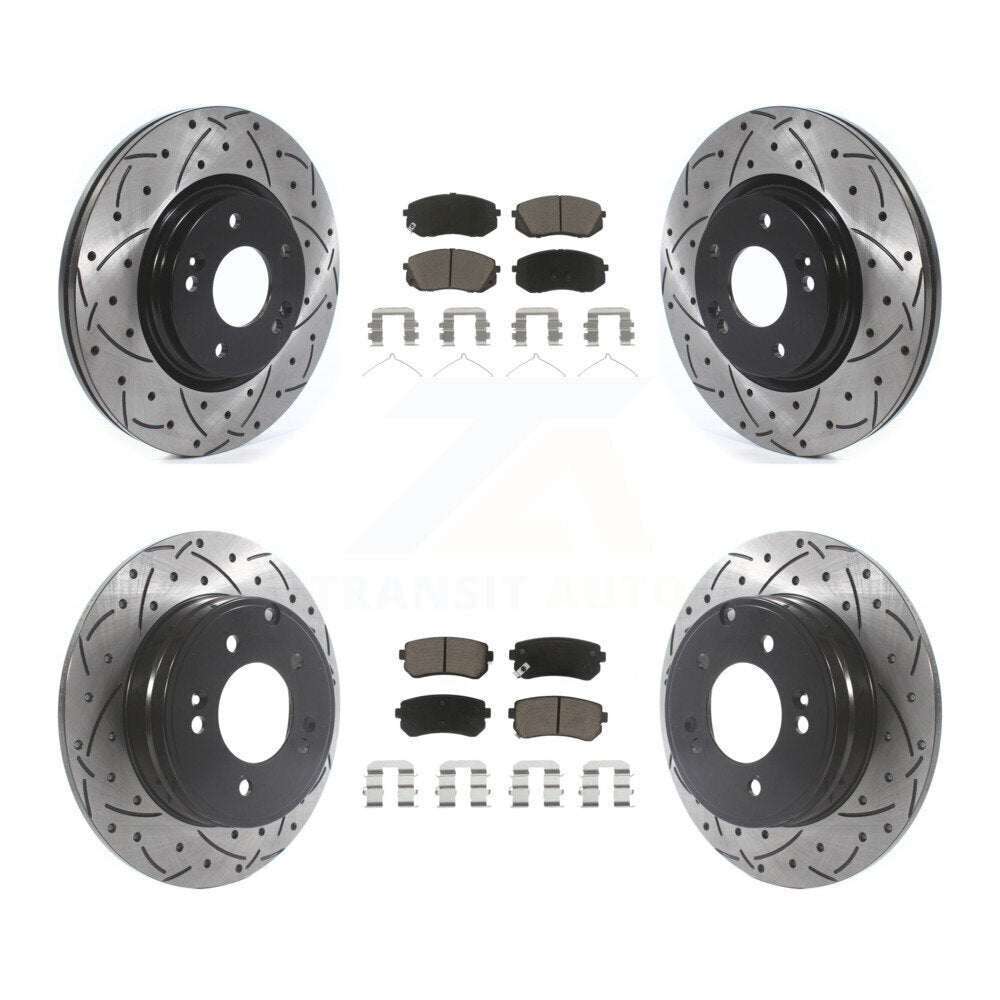 Drill Slot Brake Rotors Ceramic Pad Front Rear Kit For Hyundai Sonata GAS engine