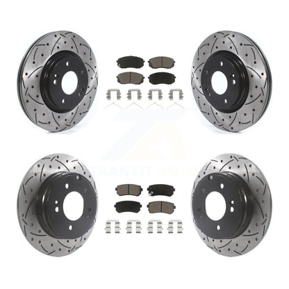 Drill Slot Brake Rotors Ceramic Pad Front Rear Kit For Hyundai Sonata GAS engine